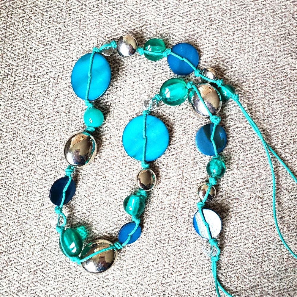 Long Necklace Glass and Shell Beads